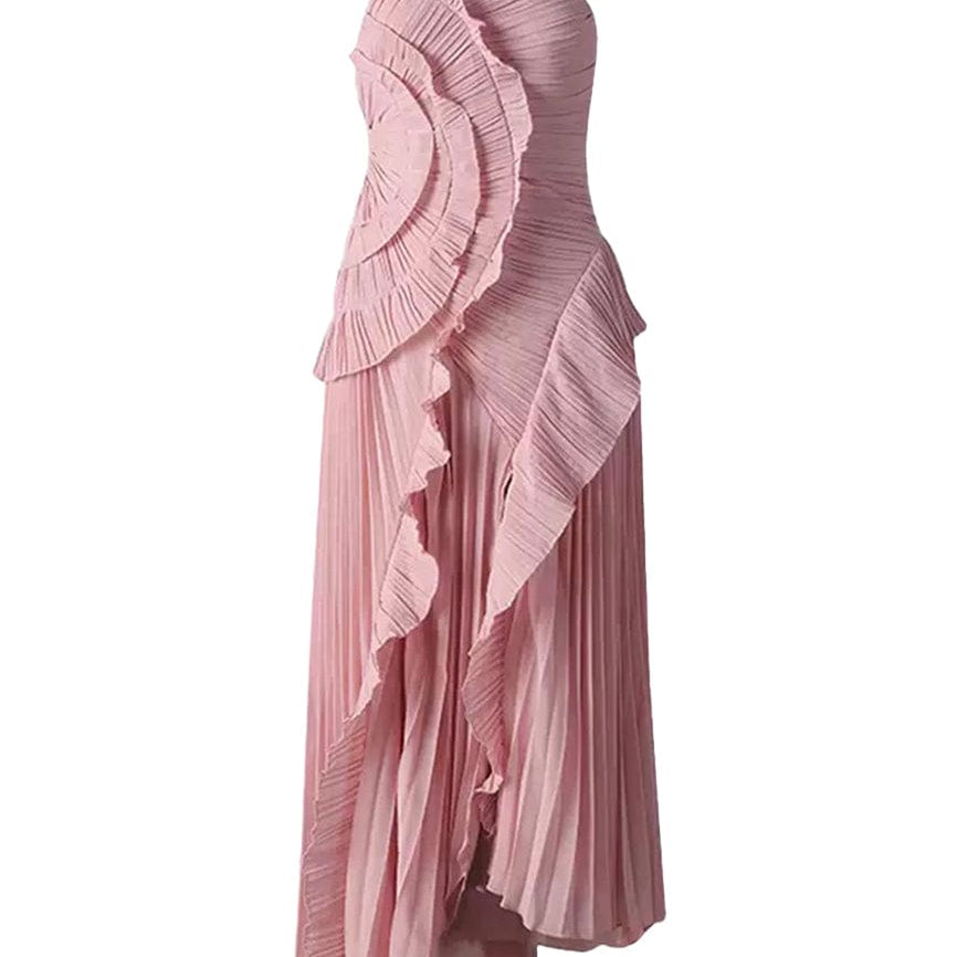 Moon 45 Pink / XS Halter Neck Ruffle Dress