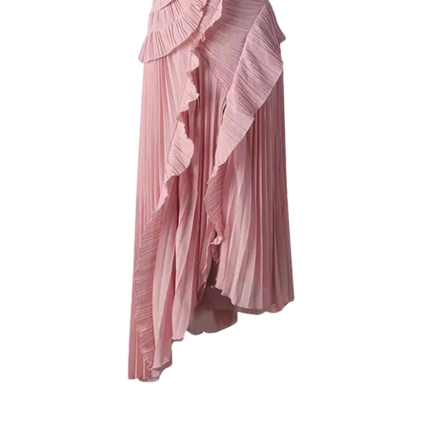 Moon 45 Pink / XS Halter Neck Ruffle Dress