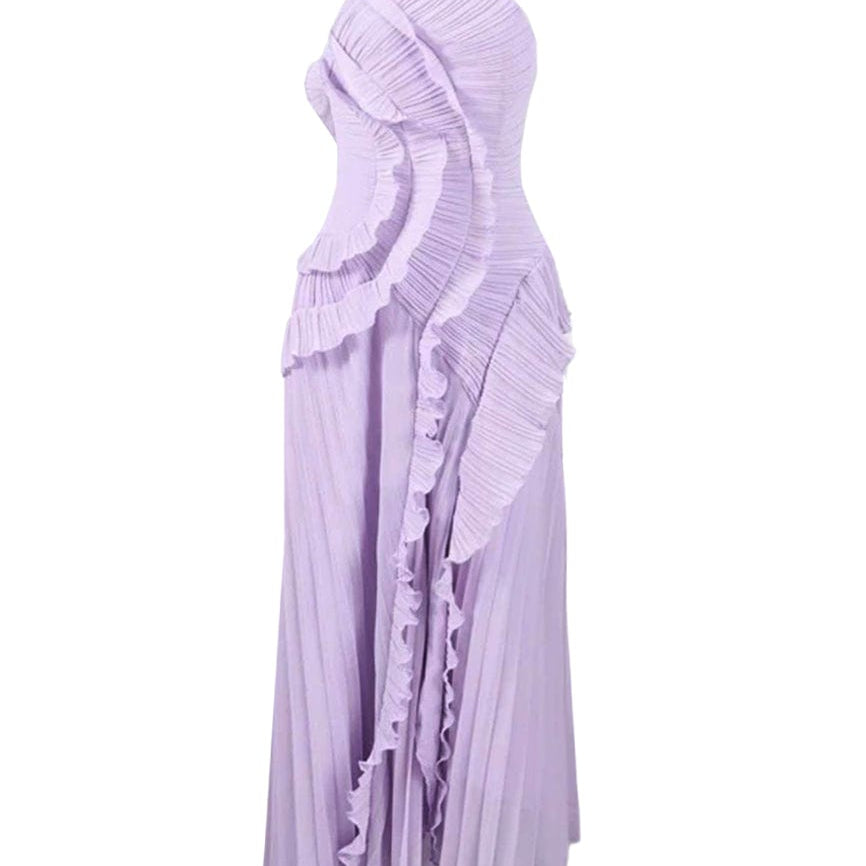 Moon 45 Purple / XS Halter Neck Ruffle Dress