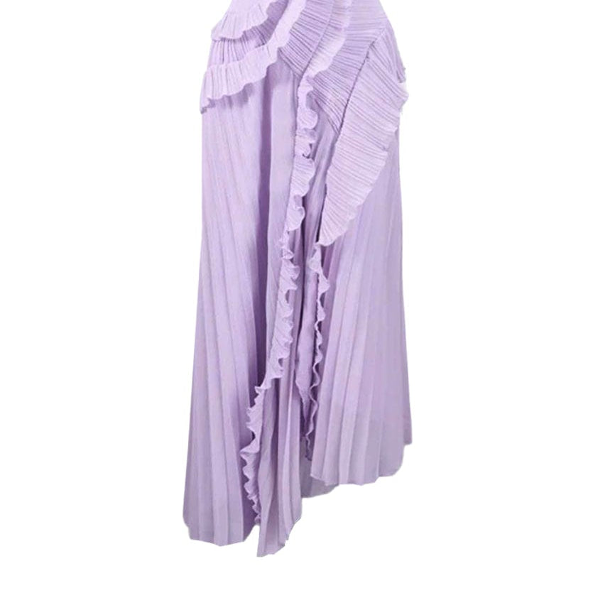 Moon 45 Purple / XS Halter Neck Ruffle Dress