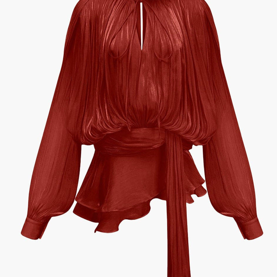 Moon 45 Red / S Fully-pleated Ruffled Mini Dress
