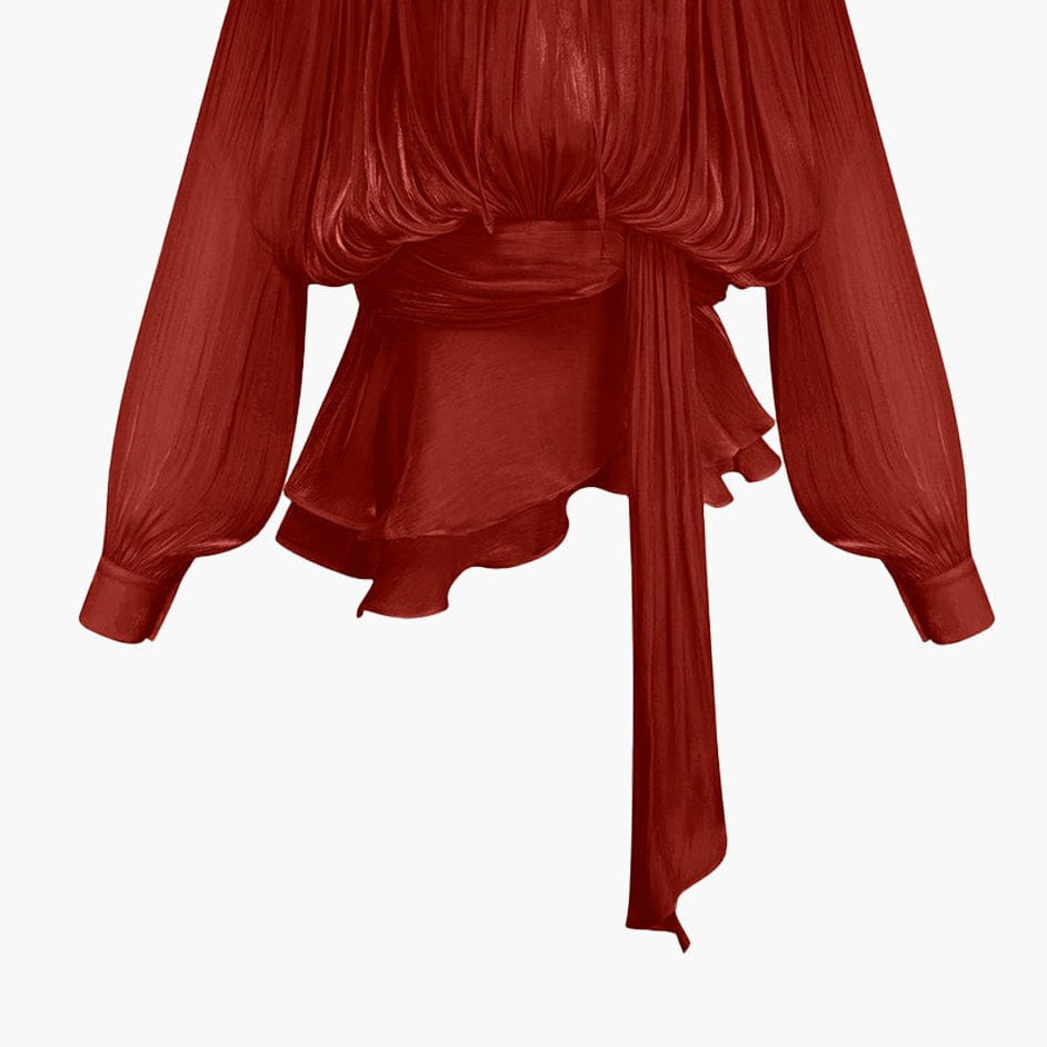 Moon 45 Red / S Fully-pleated Ruffled Mini Dress