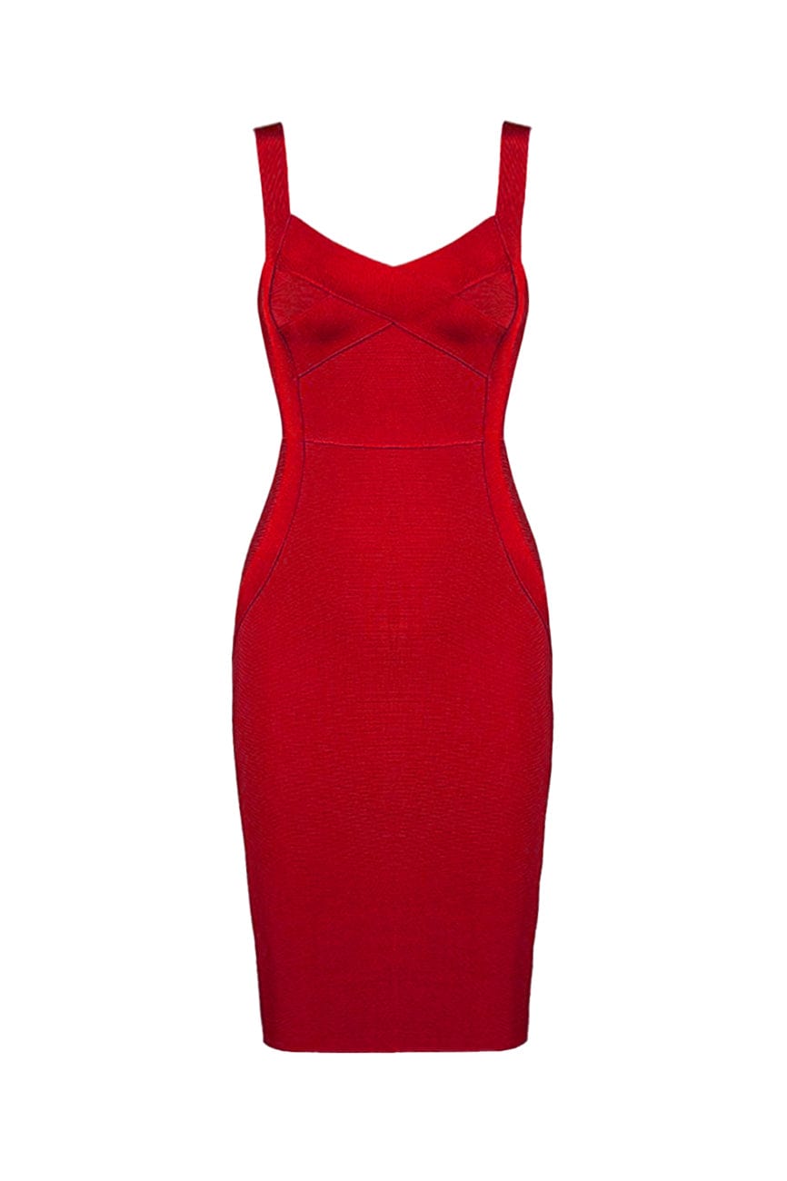 Moon 45 Red / XS Bandage Bodycon Midi Dress