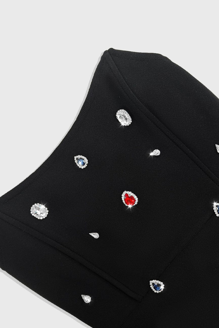 Moon 45 Rhinestone Elegant Party Evening Gown Mini Dress