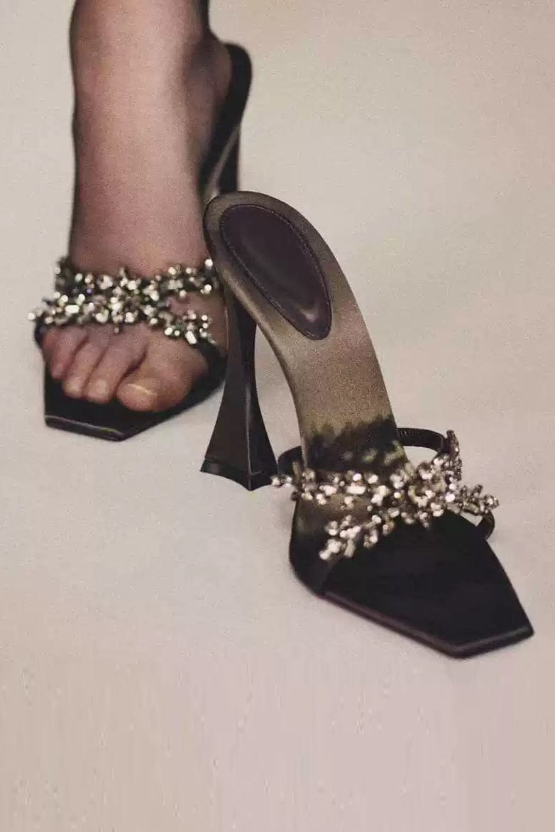 Moon 45 Rhinestone Satin High Heels