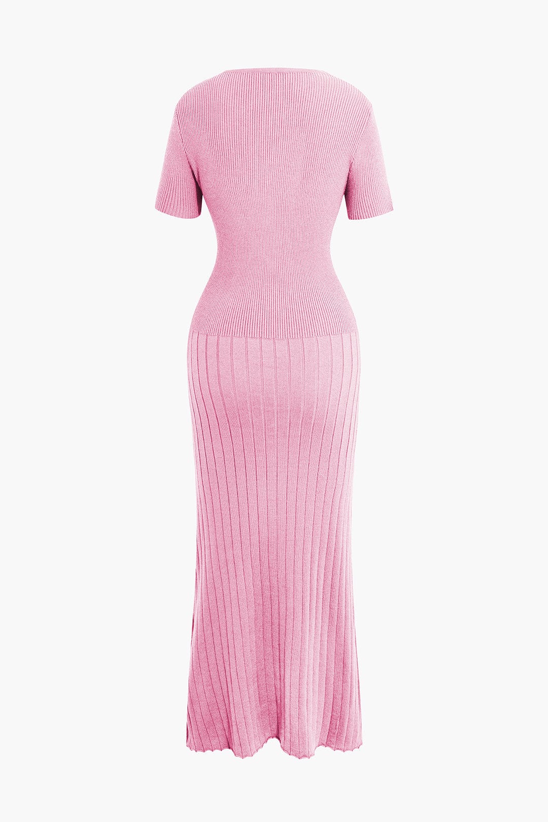 Moon 45 Ribbed Knit V-neck Midi Dress