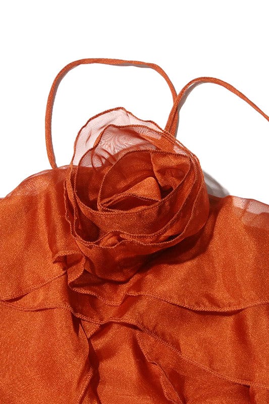 Moon 45 Ruffle Floral Lightweight Loose Tie-Back Backless Midi Dress