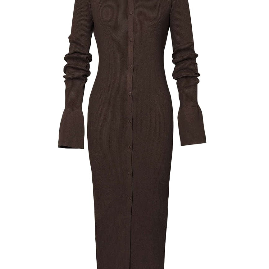 Moon 45 Shell Sleeve Ribbed Maxi Dress