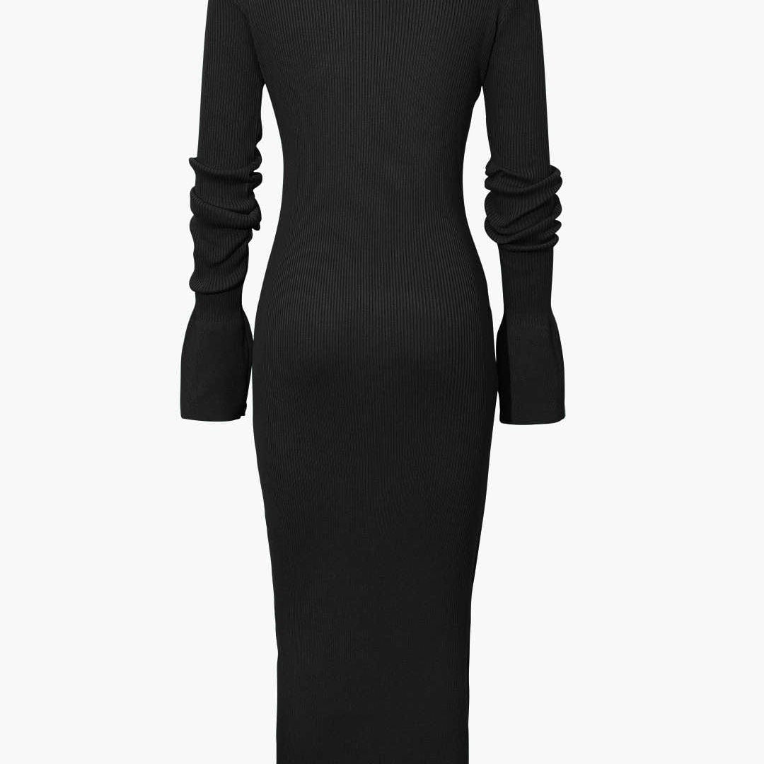 Moon 45 Shell Sleeve Ribbed Maxi Dress