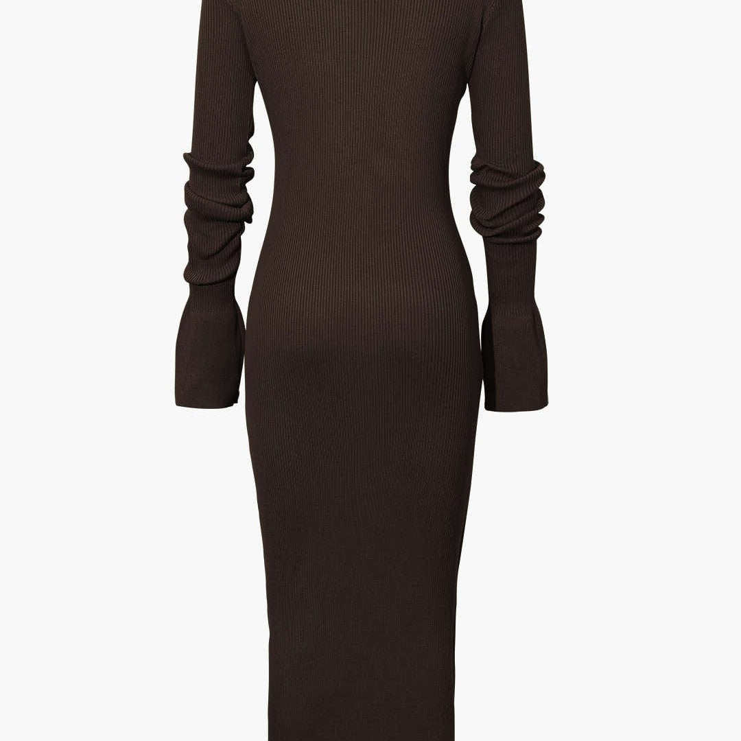 Moon 45 Shell Sleeve Ribbed Maxi Dress