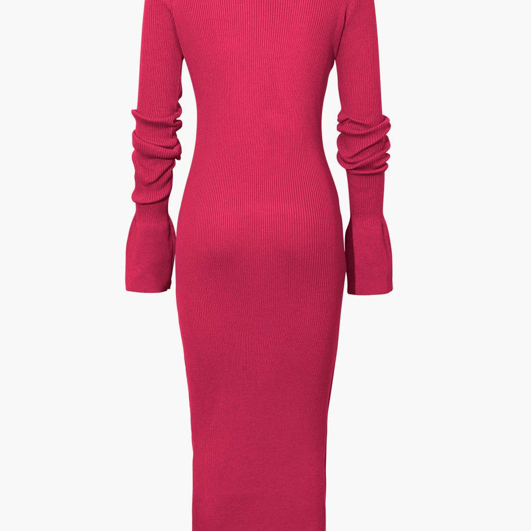 Moon 45 Shell Sleeve Ribbed Maxi Dress