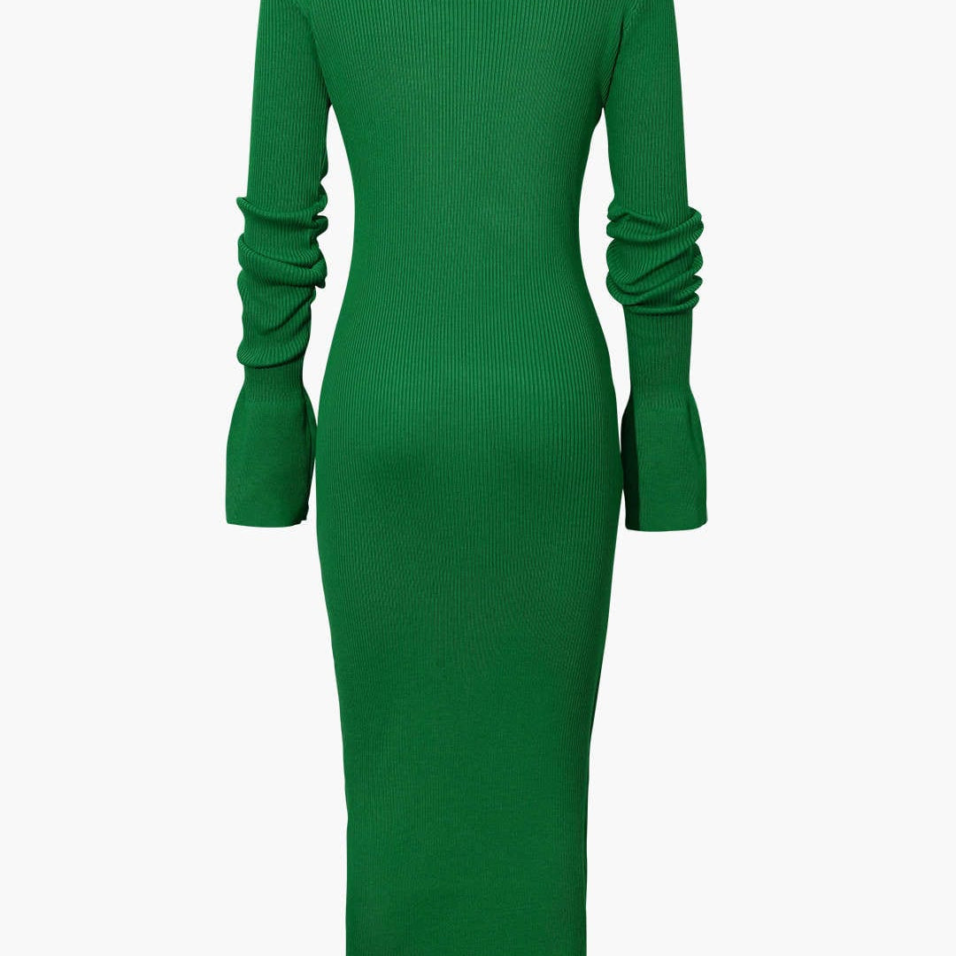 Moon 45 Shell Sleeve Ribbed Maxi Dress