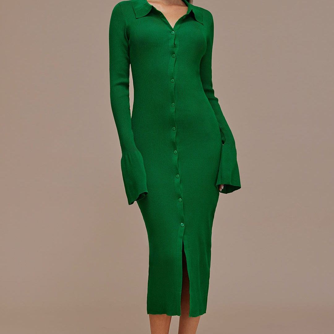 Moon 45 Shell Sleeve Ribbed Maxi Dress
