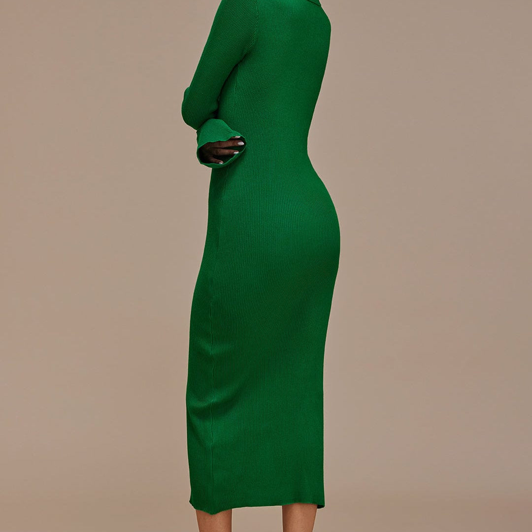 Moon 45 Shell Sleeve Ribbed Maxi Dress