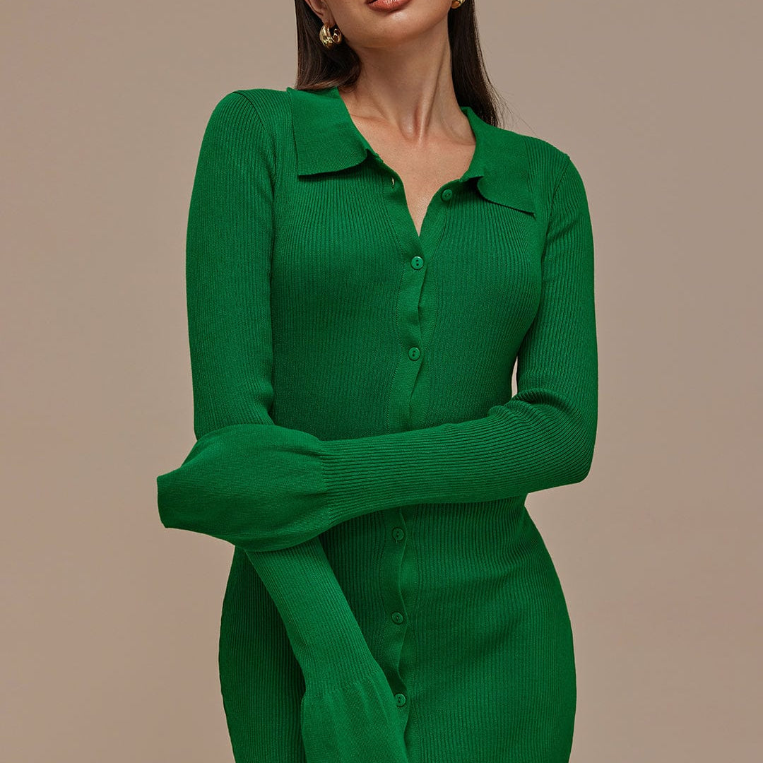 Moon 45 Shell Sleeve Ribbed Maxi Dress