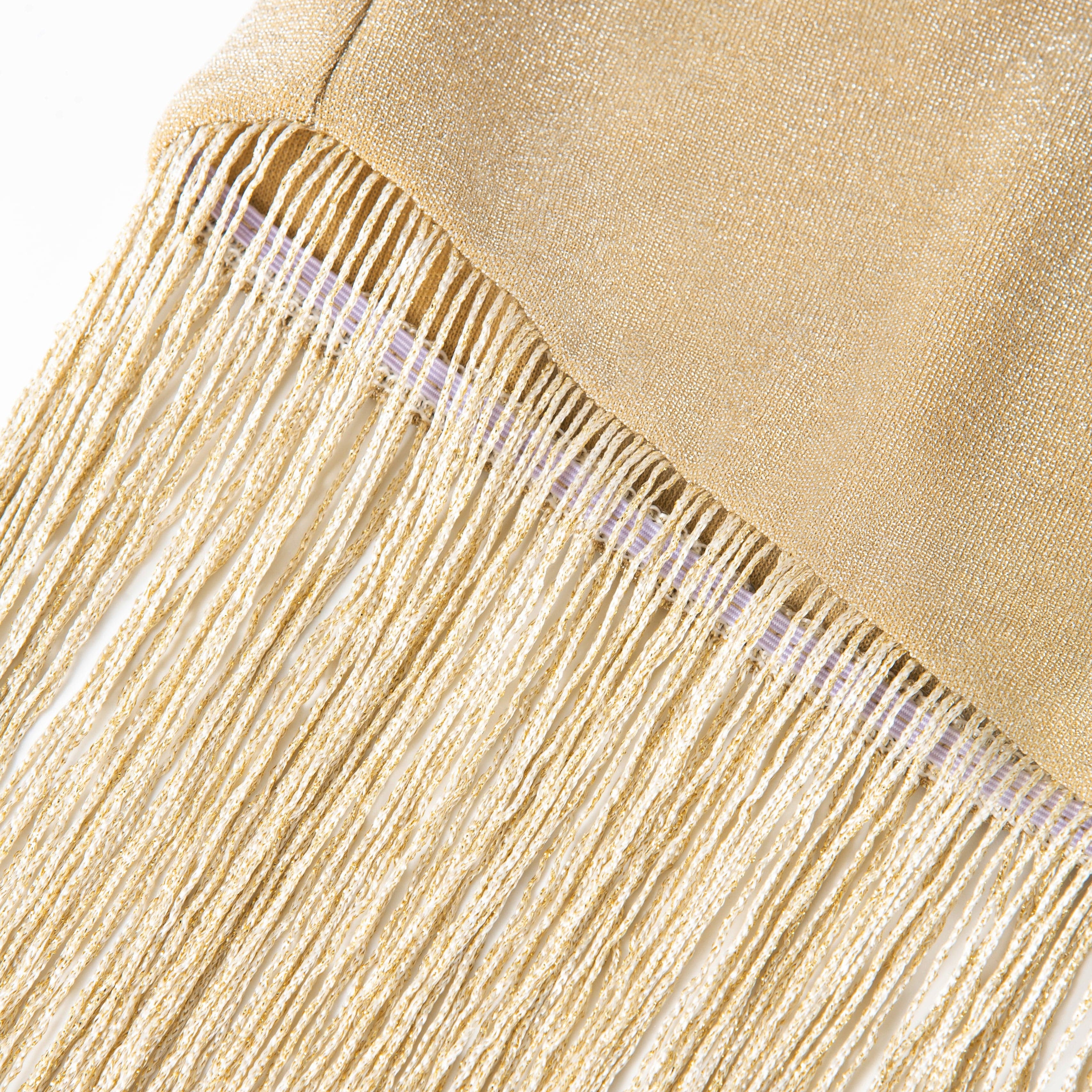 Moon 45 Shimmering Fringe Gold Maxi Dress