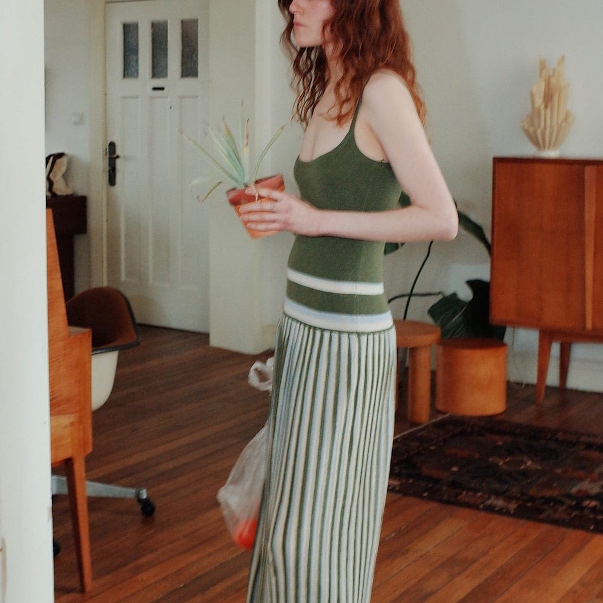 Moon 45 Striped Knit Maxi Dress