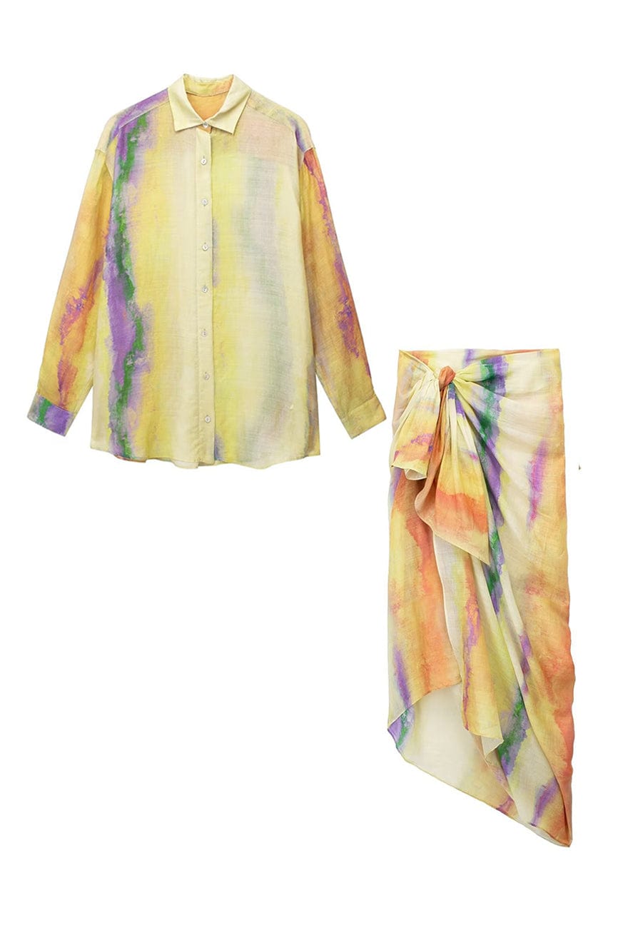 Moon 45 Tie-Dye Printed Wrap Skirt Two-Piece Set