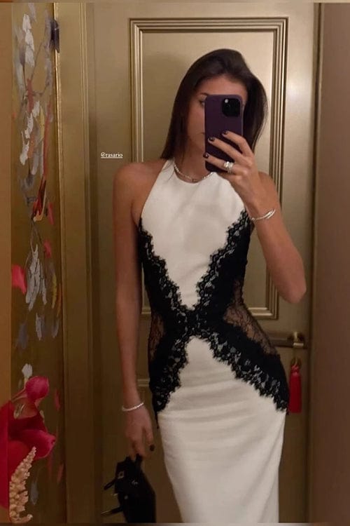 Moon 45 Transparent Waist Lace Maxi Dress