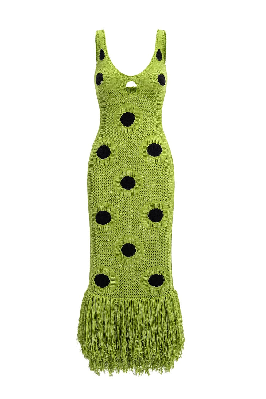 Moon 45 V-Neck Tassel Knitted Bodycon Dress