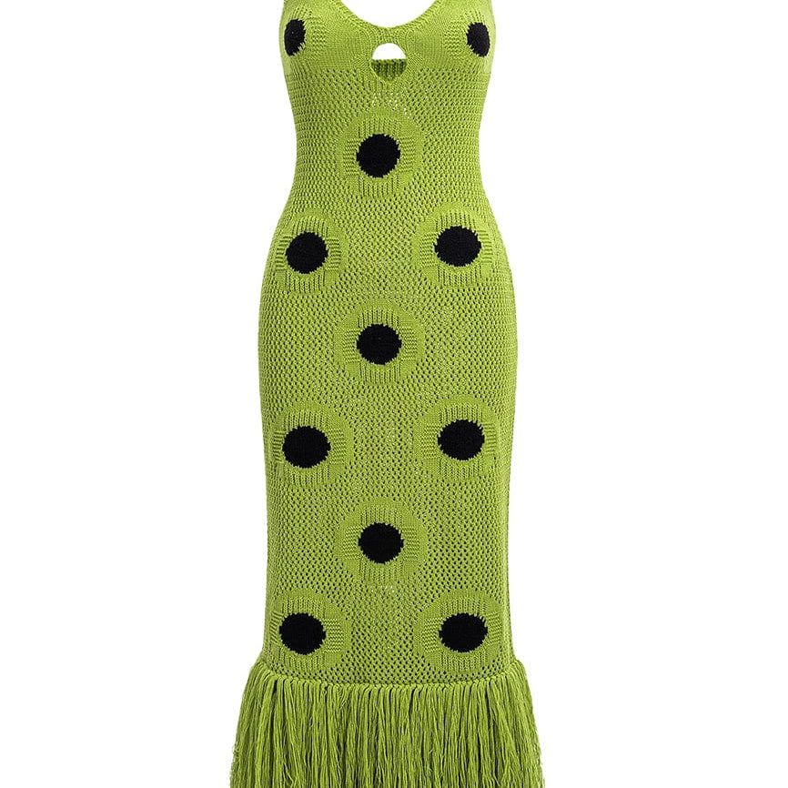 Moon 45 V-Neck Tassel Knitted Bodycon Dress