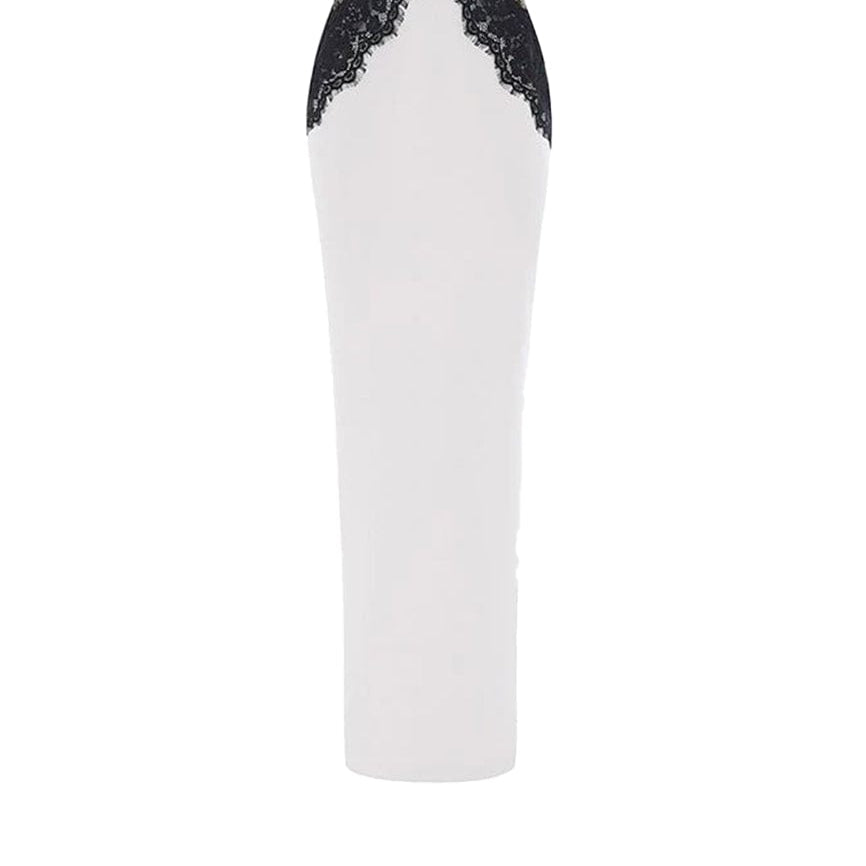 Moon 45 White / S Transparent Waist Lace Maxi Dress