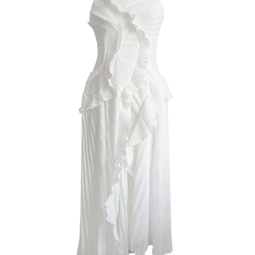 Moon 45 White / XS Halter Neck Ruffle Dress