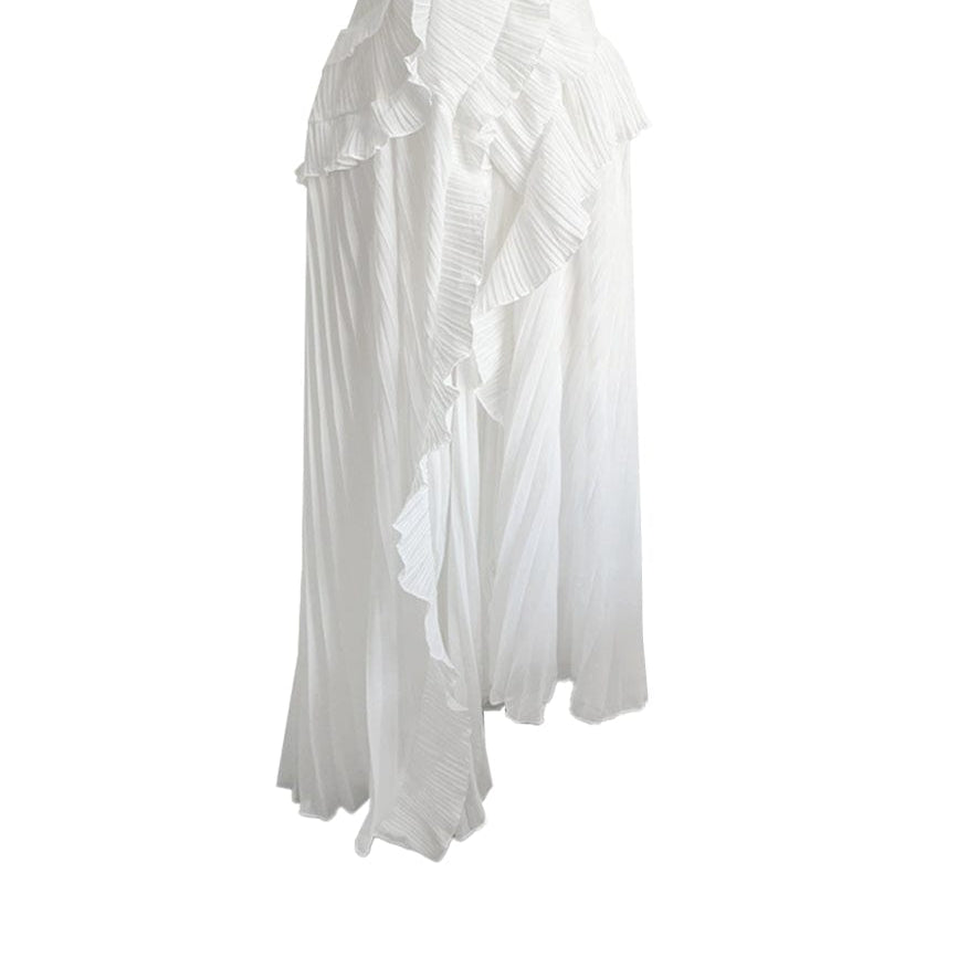 Moon 45 White / XS Halter Neck Ruffle Dress