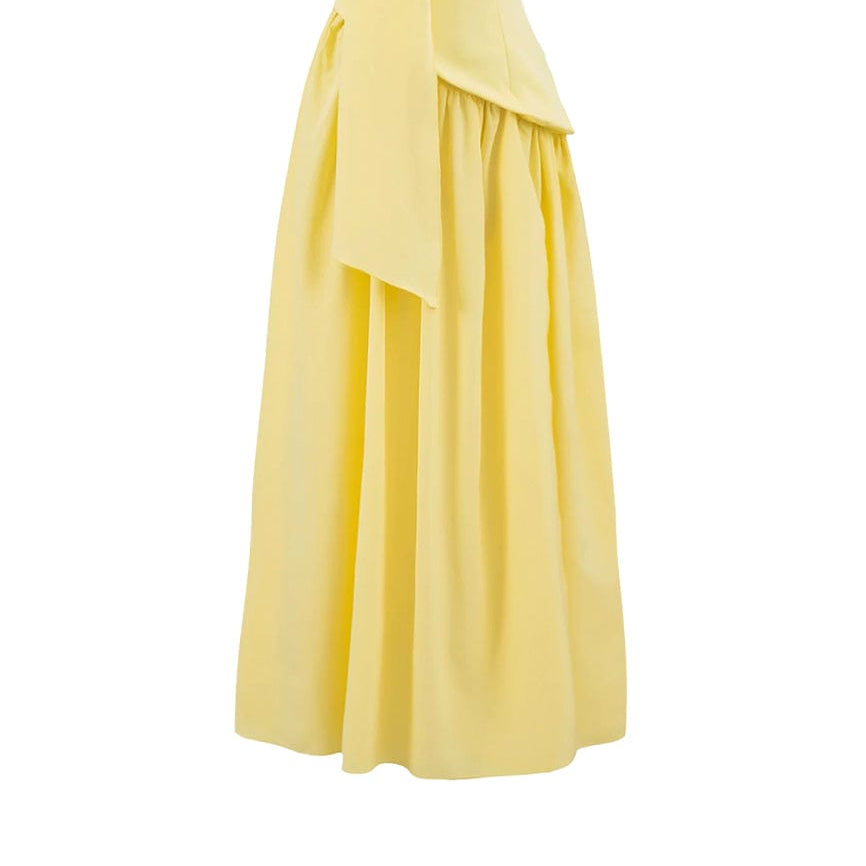 Moon 45 Yellow / XS Adjustable Strapless Mesh Patchwork Dress