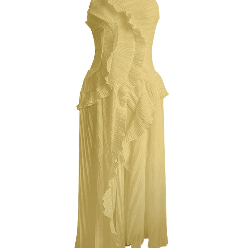 Moon 45 Yellow / XS Halter Neck Ruffle Dress