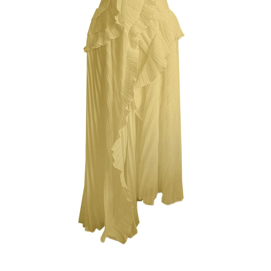 Moon 45 Yellow / XS Halter Neck Ruffle Dress