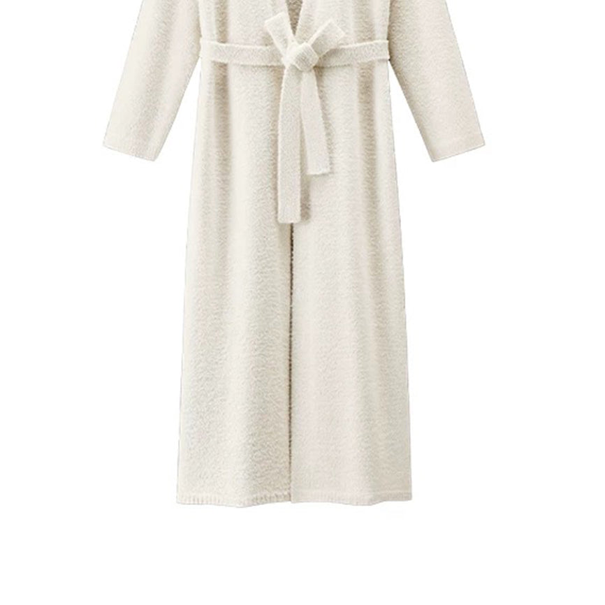Fluffy Fleece 3-Piece Loungewear Set – Cozy Robe, Top & Pants