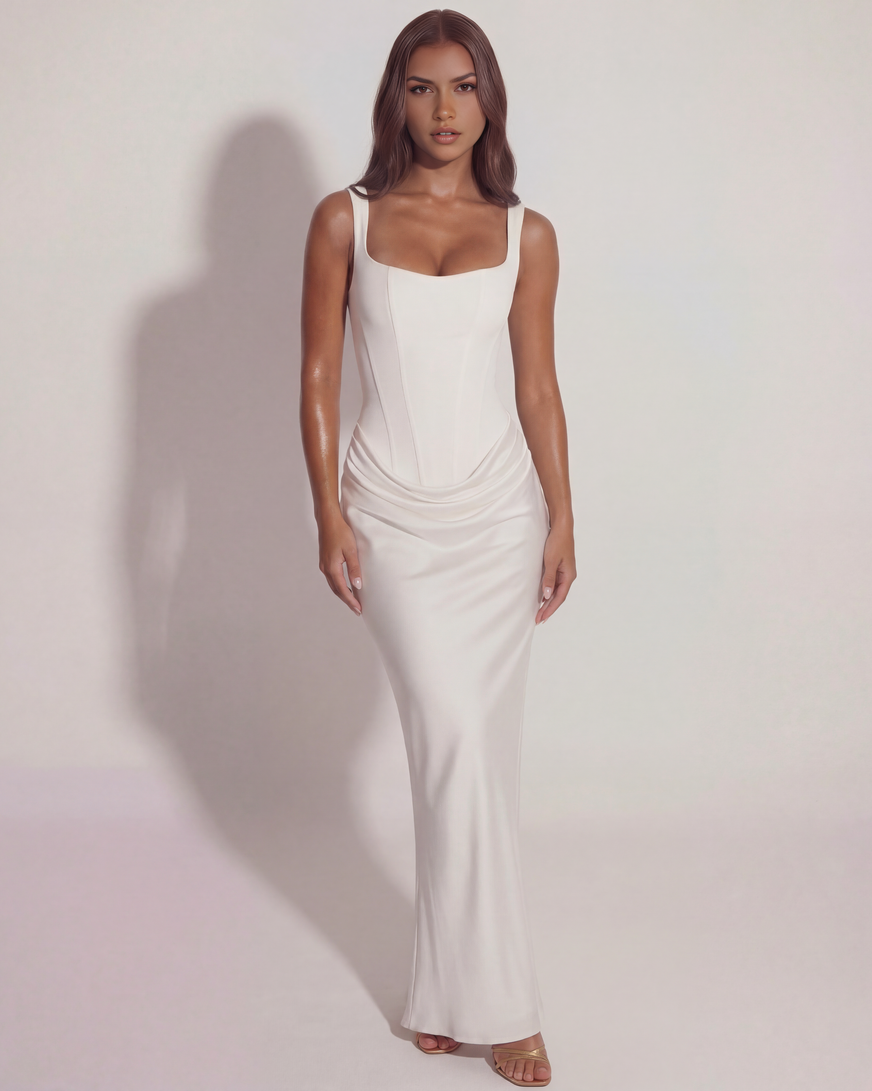 Ellie - Sculpted Bodycon Maxi Dress with Lace-Up Back