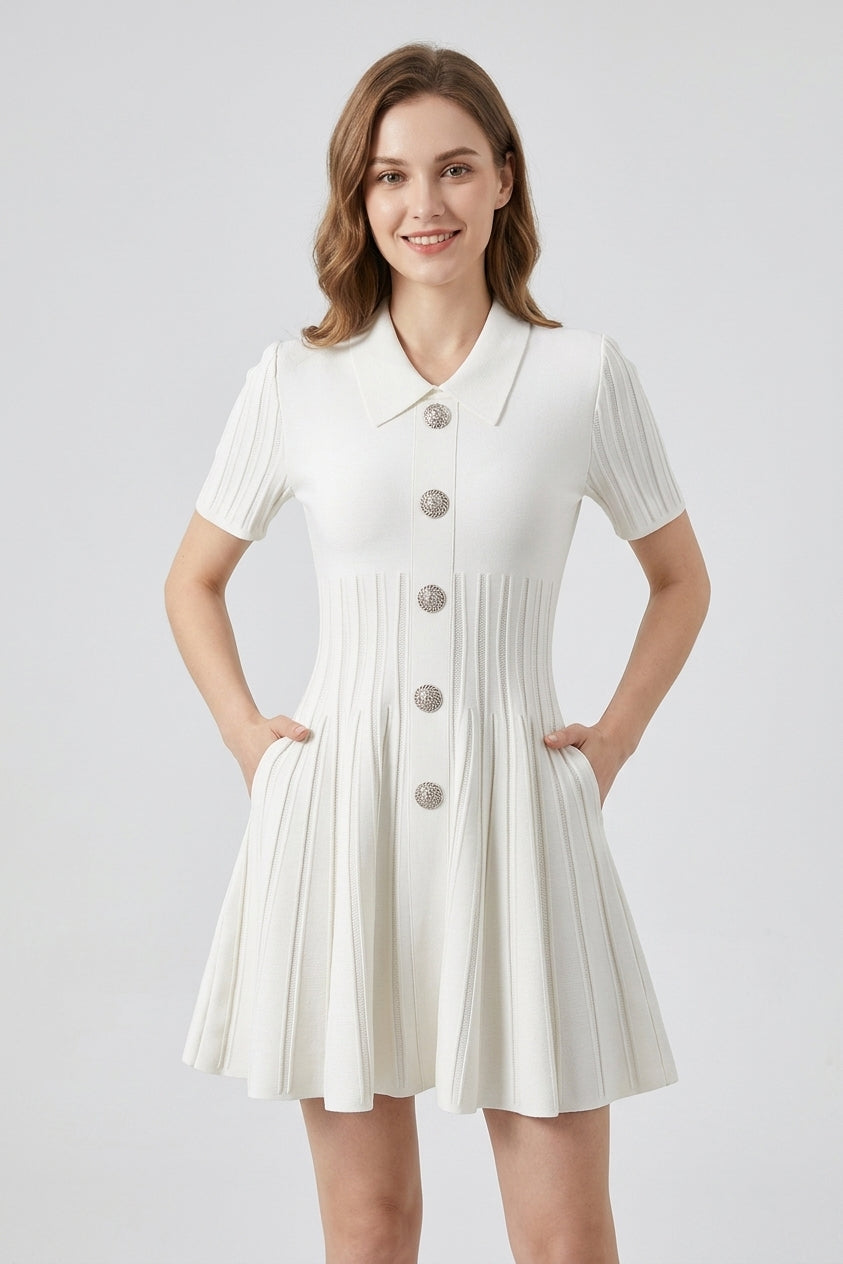 Waist-Cinching Knit Mini Dress