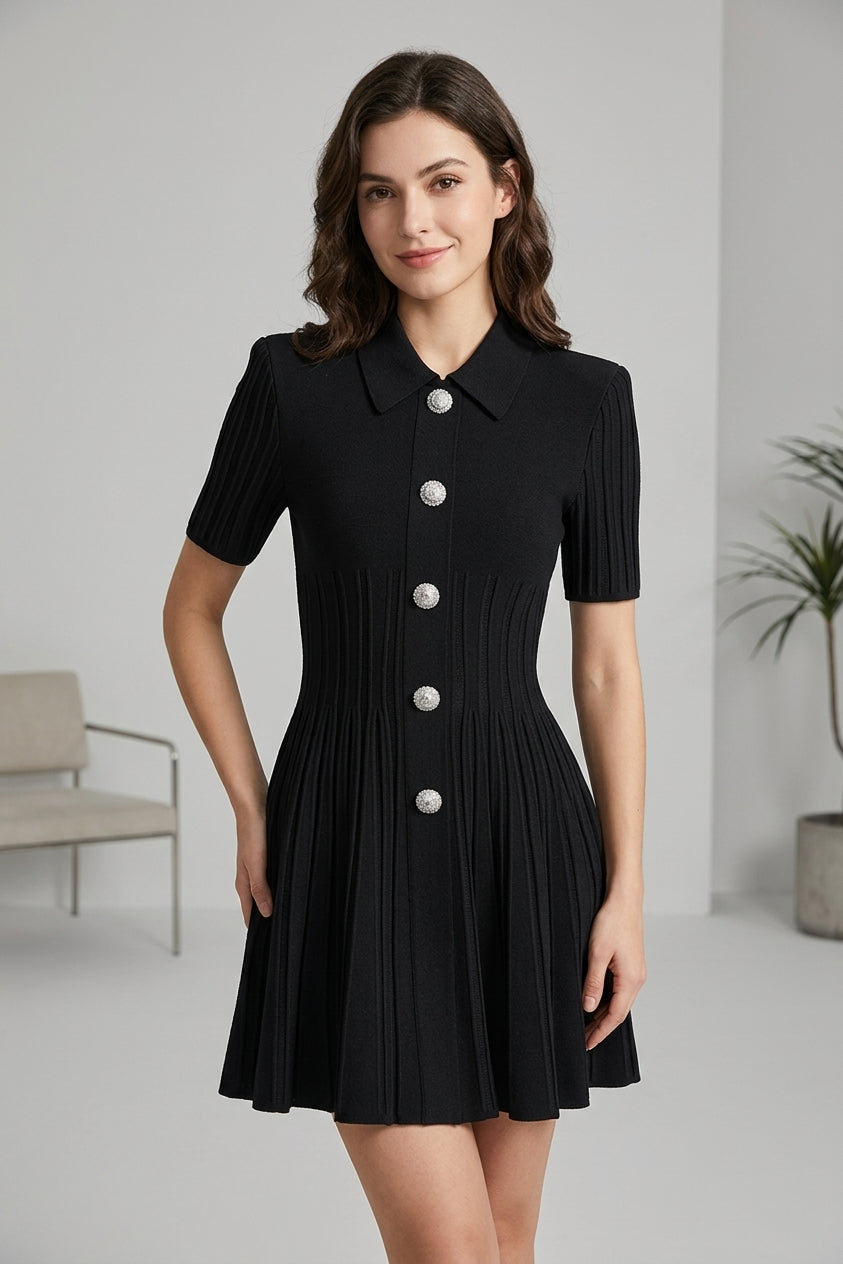 Waist-Cinching Knit Mini Dress