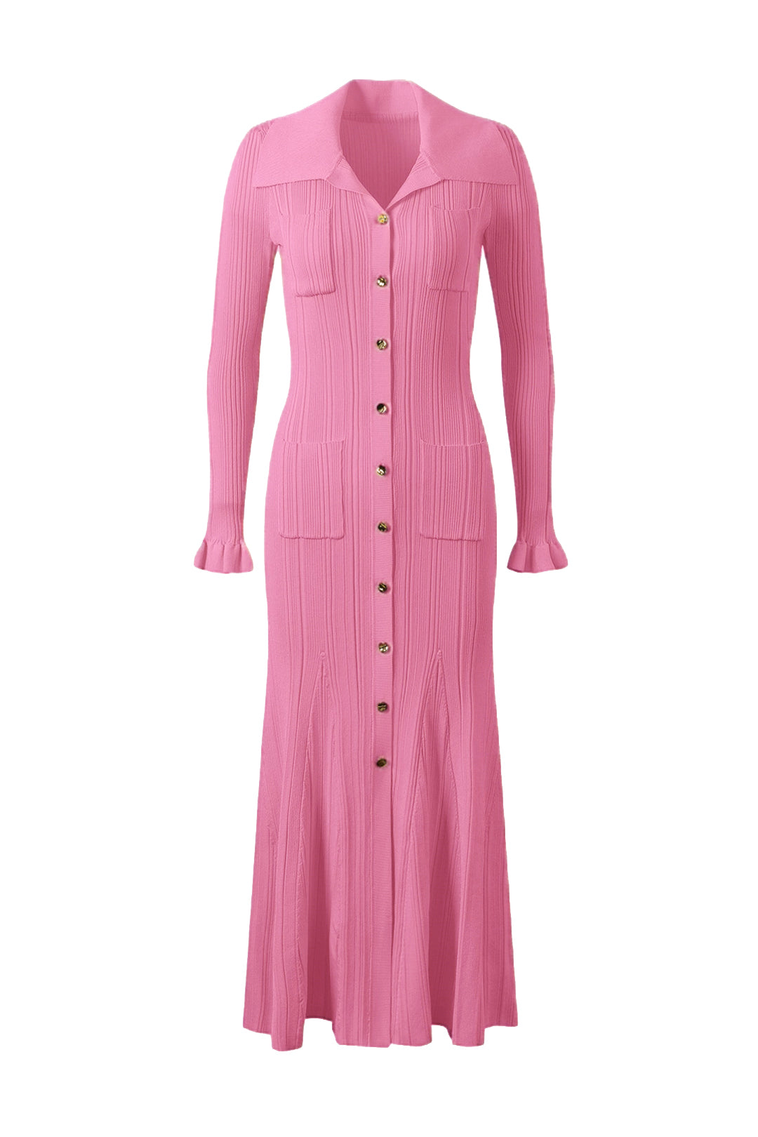 Pocket Ribbed Knit Midi Dress