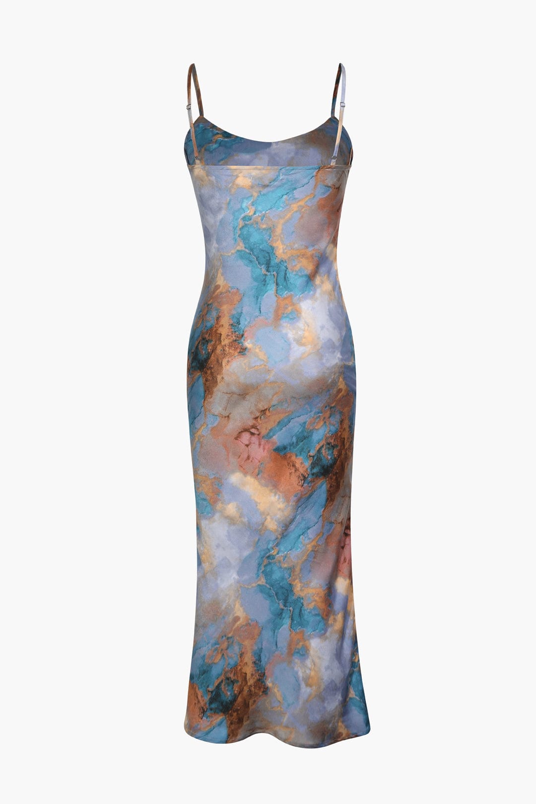 Moon 45 Abstract Print Fitted Midi Slip Dress