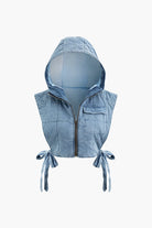 Moon 45 BABY BLUE / XS Quilted Knot Denim Hooded Vest