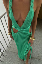 Moon 45 Backless Cable Knit Beach Maxi Dress
