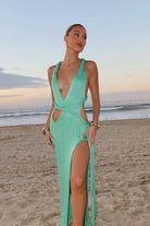Moon 45 Backless Cable Knit Beach Maxi Dress
