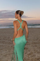 Moon 45 Backless Cable Knit Beach Maxi Dress