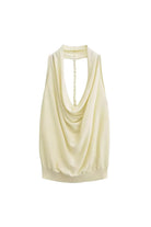 Moon 45 Beige / S Cowl Neck Halter Backless Top
