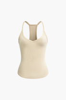 Moon 45 BEIGE / XS Basic Solid V-neck Tank Top