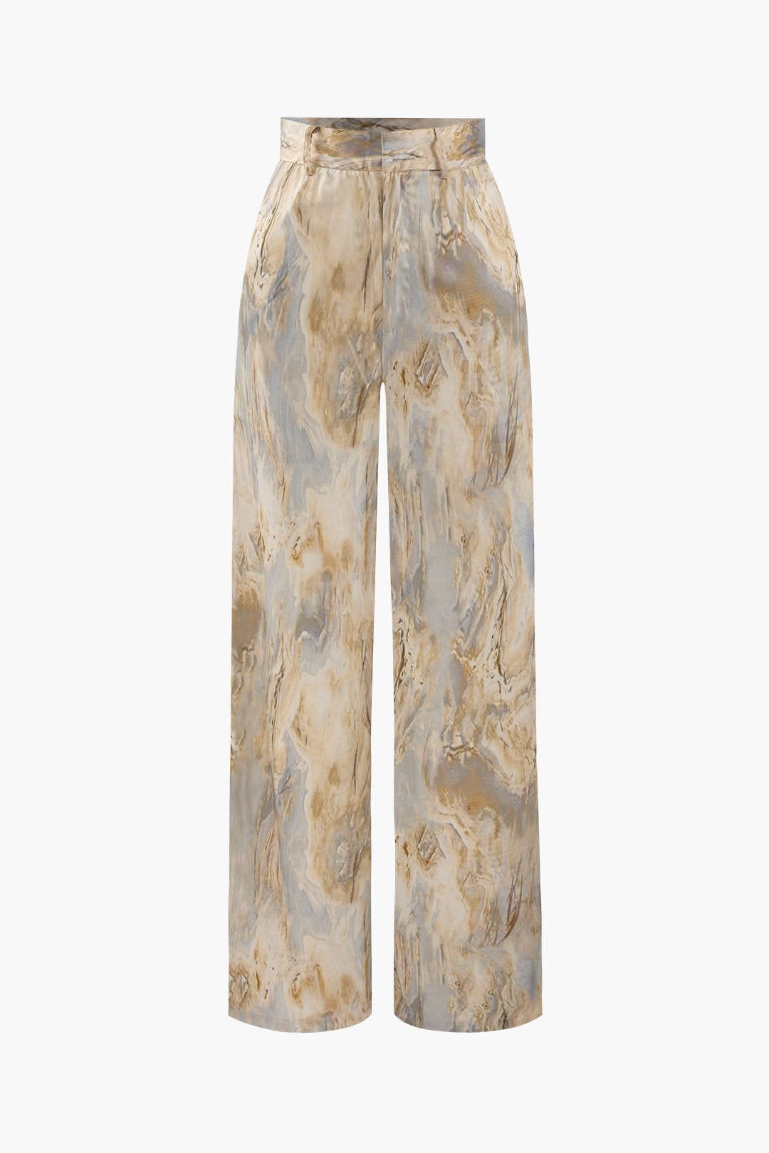 Moon 45 BEIGE / XXS Marble Print High-Waisted Pants