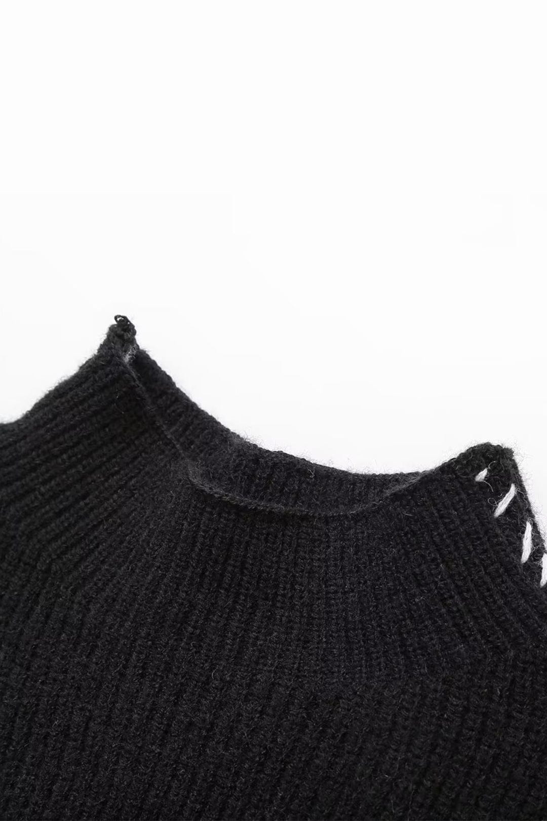 Moon 45 BLACK / ONE SIZE Contrast Stitch Denim Sweater