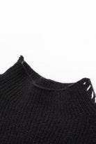 Moon 45 BLACK / ONE SIZE Contrast Stitch Denim Sweater