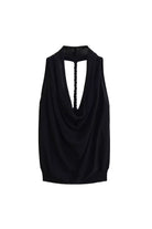 Moon 45 Black / S Cowl Neck Halter Backless Top