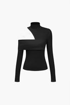 Moon 45 Black / S Cut Out Asymmetrical Long-Sleeve Top