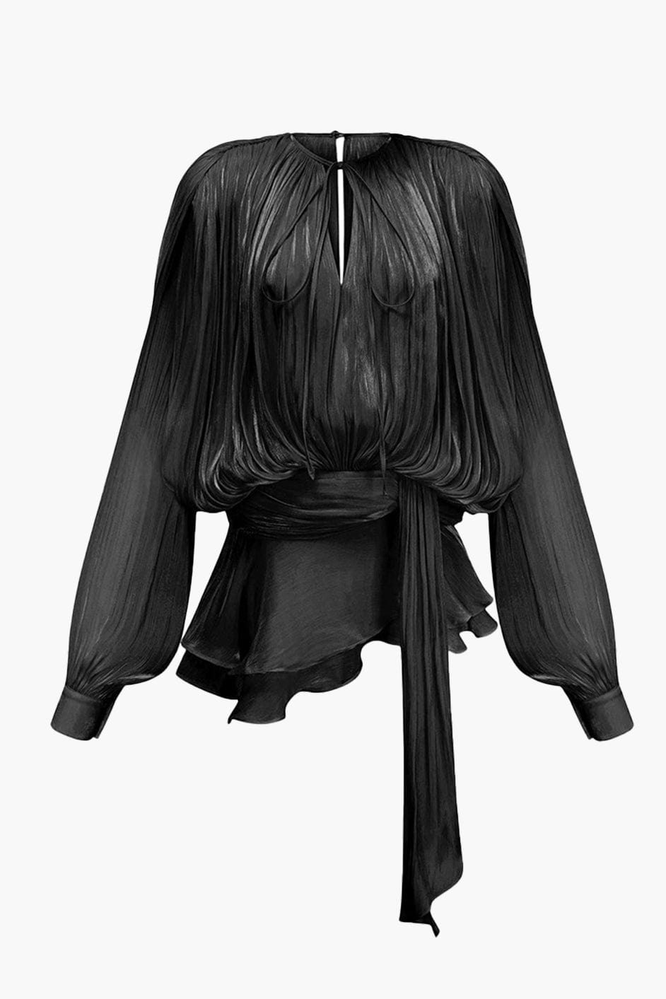 Moon 45 Black / S Fully-pleated Ruffled Mini Dress