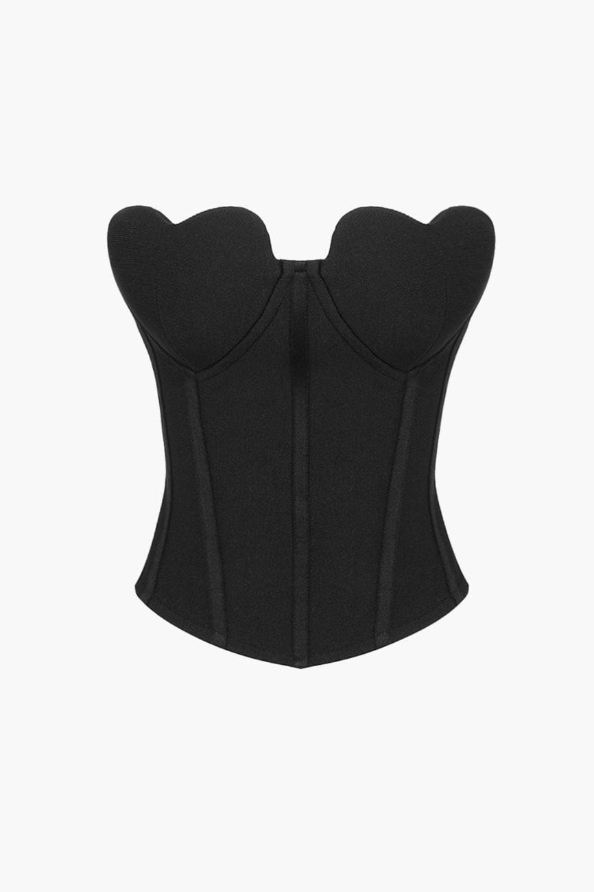 Moon 45 Black / S Heart-shaped Corset Tube Top
